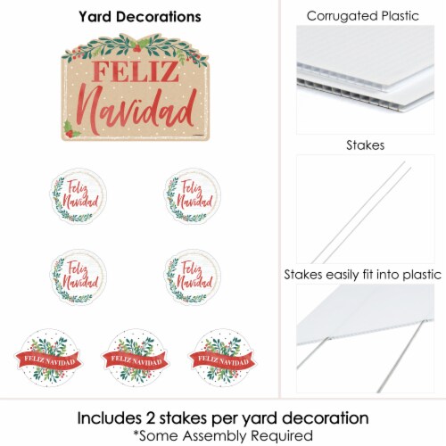 Big Dot of Happiness Feliz Navidad - Lawn Decor - Holiday & Spanish Christmas Yard Signs 8 Ct Perspective: bottom