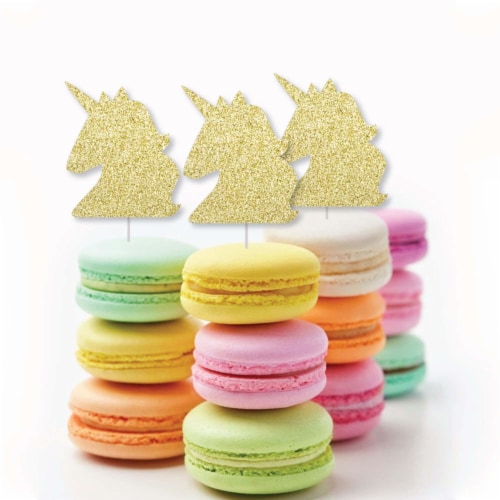 Big Dot of Happiness Gold Glitter Unicorn - No-Mess Dessert Cupcake Toppers Treat Picks 24 Ct Perspective: bottom