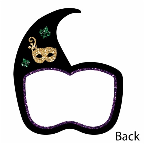 Big Dot of Happiness Mardi Gras - Masquerade Party Shaped Thank You Cards & Envelopes 12 Ct Perspective: bottom