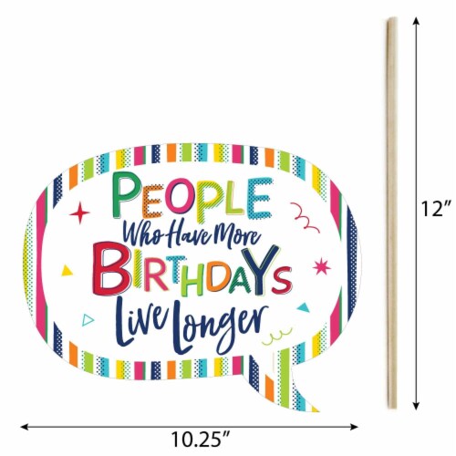 Big Dot of Happiness Funny 90th Birthday - Cheerful Birthday Colorful Photo Booth Props 10 Pc Perspective: bottom