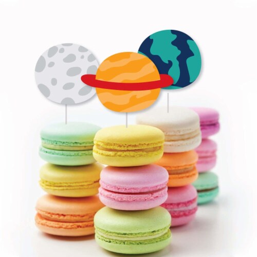 Big Dot of Happiness Blast Off to Outer Space Dessert Cupcake Toppers Clear Treat Picks 24 Ct Perspective: bottom