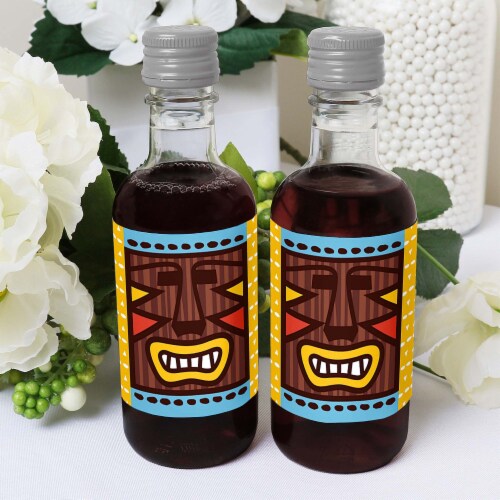 Big Dot of Happiness Tiki Luau - Mini Wine Bottle Label Stickers - Tropical Party Favor 16 Ct Perspective: bottom