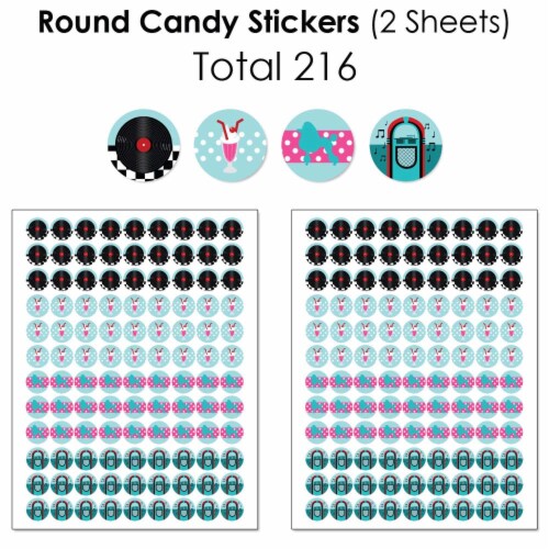 Big Dot of Happiness 50's Sock Hop - 1950s Rock N Roll Party Candy Favor Sticker Kit - 304 Pc Perspective: bottom