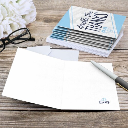 Big Dot of Happiness It's Twin Boys  - Blue Twins Baby Shower Thank You Cards (8 count) Perspective: bottom