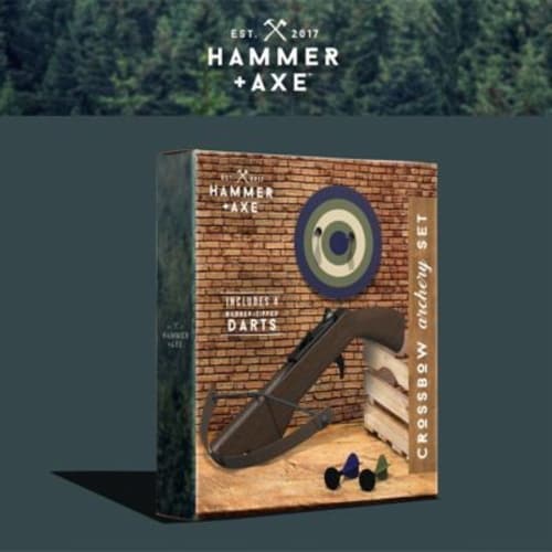 Hammer + Axe Crossbow Archery Bow and Arrow Game Set with 4-Rubber Tip Darts Perspective: bottom