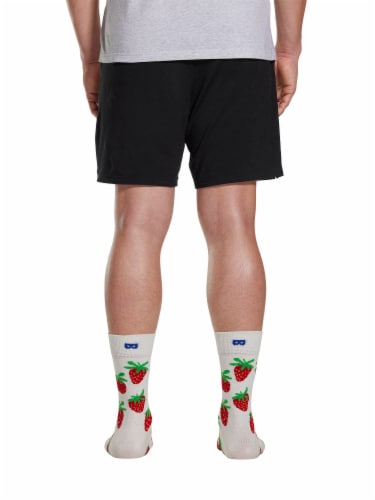 Pair of Thieves Ready for Anything Men's Cushioned Crew Socks - Cream Strawberries Perspective: bottom