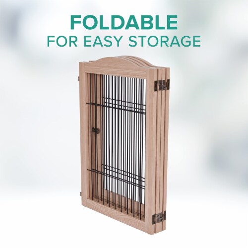Arf pets free standing wood dog gate with walk through door outlet