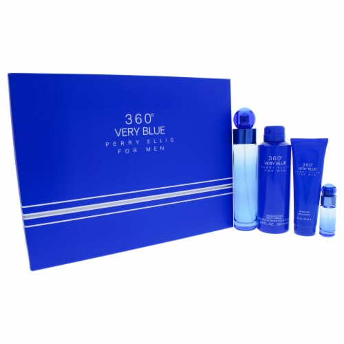 360 Very Blue Perry Ellis Men 4 Pc Gift Set 3.4oz EDT Spray 7.5ml