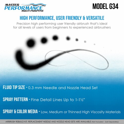 G34 Multi-Purpose Dual-Action Gravity Feed Airbrush with a 0.3mm Tip and 1/16 oz. Fluid Cup Perspective: bottom