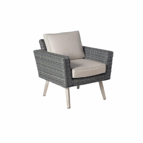 Alfresco Home Castlewood 4-piece Resin Wicker Seating Group in Stone Gray Perspective: bottom