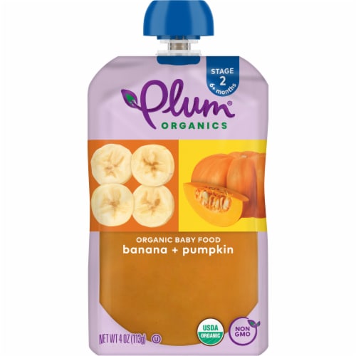 Plum Organics® Banana & Pumpkin Stage 2 Baby Food Perspective: bottom