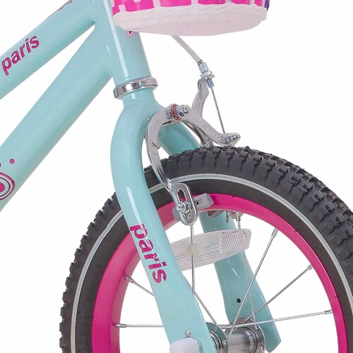 JOYSTAR Paris Kids Bike for Girls Ages 3-5 w/ Training Wheels, 14 , Blue/Fuschia Perspective: bottom