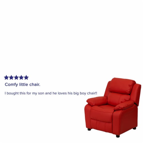 Flash Furniture Deluxe Contemporary Heavily Padded Vinyl Kids Recliner W/Storage Arms Perspective: bottom
