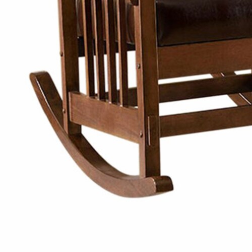 Apple Valley Transitional Apple Valley Rocker Chair, Expresso Finish Saltoro Sherpi, 35.25x29
