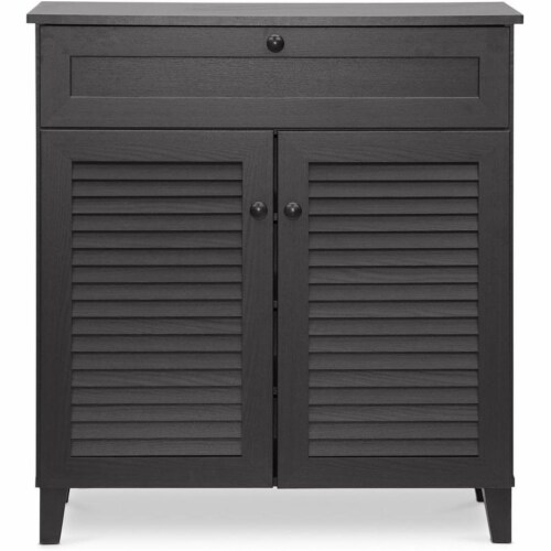 Baxton Studio FP-02LV-Espresso Calvin Espresso Shoe-Storage Cabinet - 33.38 x 30.75 x 14.63 i Perspective: bottom