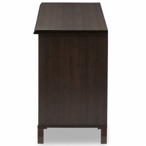 Baxton Studio Unna 70-Inch Dark Brown Wood TV Cabinet with 2 Sliding Doors and Drawer Baxton Studio Unna 70-Inch Dark Brown Wood TV Cabinet with 2 Sliding Doors and Drawer