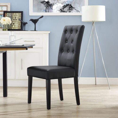 Confer Dining Vinyl Side Chair - Black Perspective: bottom