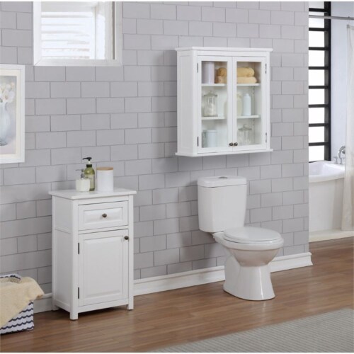 Dorset 27 W x 29 H Wall Mounted Bath Storage Cabinet with Glass Cabinet Doors Perspective: bottom