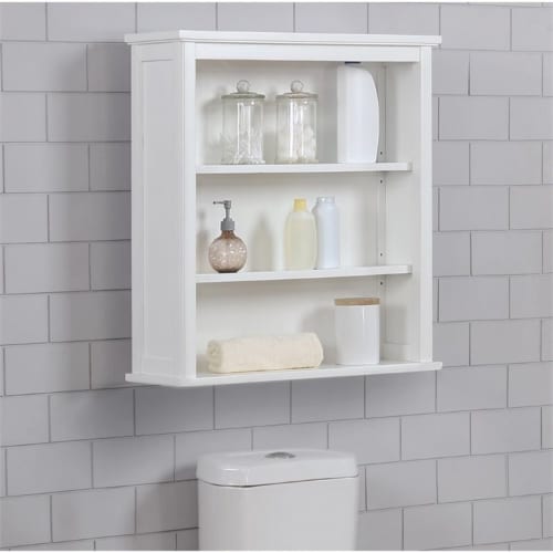 Dorset 27 W x 29 H Wall Mounted Bath Storage Cabinet with Two Open Shelves Perspective: bottom