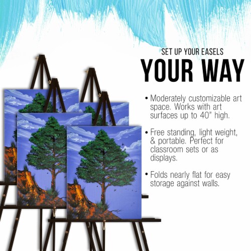 64  Black Torrey Wooden A-Frame Tripod Studio Artist Floor Easel, 4 Pack - Adjustable Tray Perspective: bottom