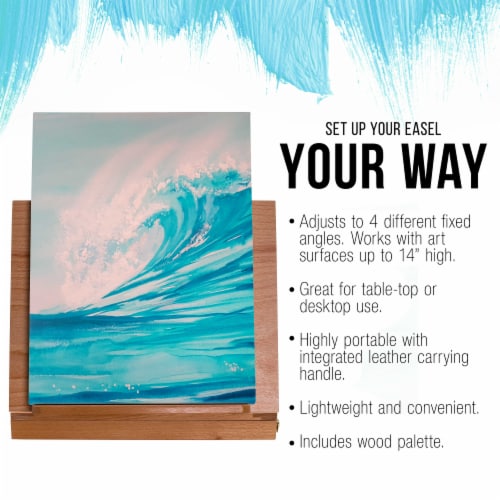Solid Solana Adjustable Wood Desk Table Easel with Storage Drawer, Paint Palette Perspective: bottom