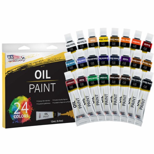 63 Piece Oil Artist Painting Kit with Wood French Easel, 24 Oil Paints, Stretched Canvas Set Perspective: bottom
