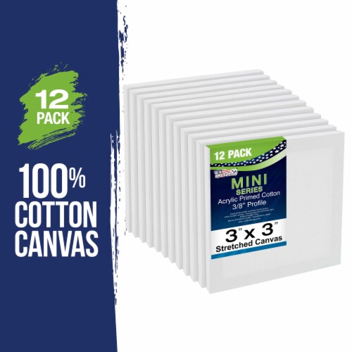 3  x 3  Stretched Canvas with 5  Mini Wood Display Easel Kit, 12 Pack - Artist Tabletop Stand Perspective: bottom