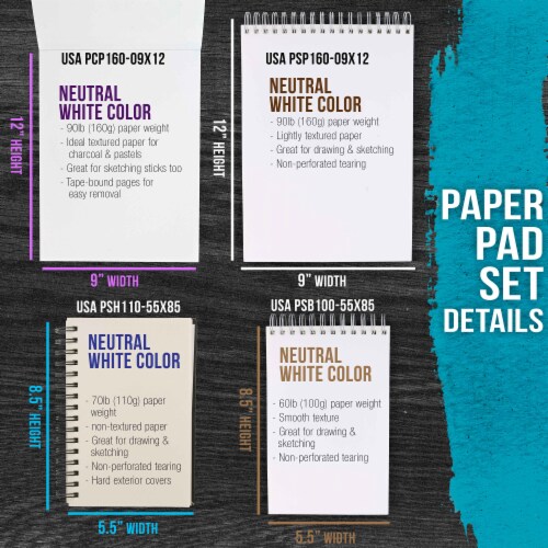 Sketching and Drawing Paper Pad Set - 5.5 x 8.5 & 9 x 12 Sketch, Draw,  Charcoal, Drawing Paper Set - Kroger