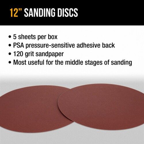 DuraGold 12 PSA Sanding Discs 120 Grit (Box of 5) Sandpaper Discs