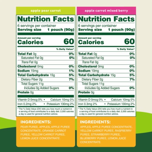 GoGo squeeZ Fruit & veggieZ Applesauce & Puree Variety Pack Boulder Berry, Zippin Pear Snack Pouches Perspective: bottom