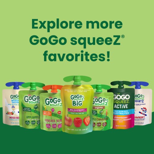GoGo Squeez Apple Cherry/ Gimme Five/and Apple Pineapple Applesauce Pouches Perspective: bottom