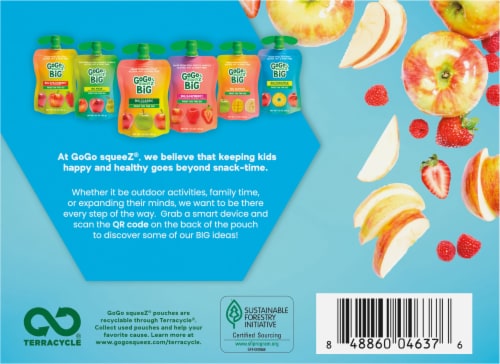 GoGo SqueeZ Big SqueeZ Apple & Raspberry Applesauce Pouches Perspective: bottom