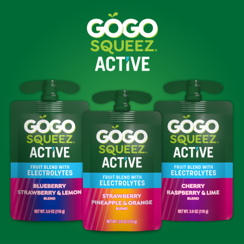GoGo squeeZ Active Fruit Blend with Electrolytes, Blueberry Strawberry Lemon Perspective: bottom