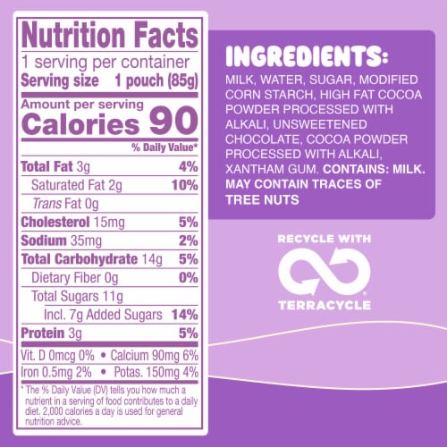 GoGo squeeZ PuddingZ Chocolate Snack Pudding On-the-Go Pouches Perspective: bottom