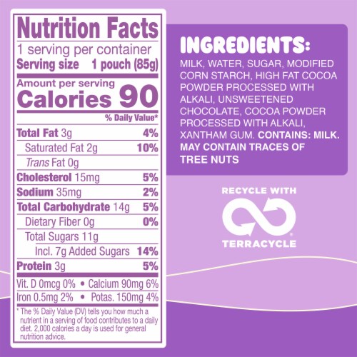 GoGo squeeZ PuddingZ Chocolate Snack Pudding On-the-Go Pouches Perspective: bottom