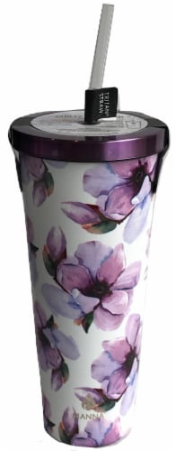 Manna Chilly Tumbler - Purple Flowers Perspective: bottom