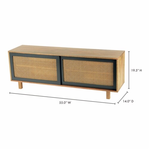 Moe's Home Collection Ashton 55  Wood Media Console/TV Stand in Natural/Black Perspective: bottom