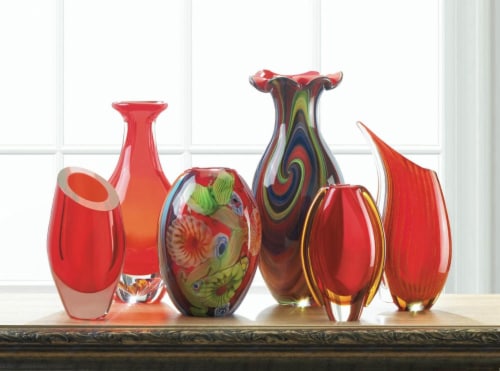 Crimson Sunset Art Glass Vase Perspective: bottom