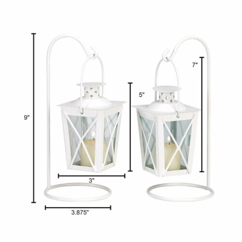 White Railroad Candle Lanterns Perspective: bottom