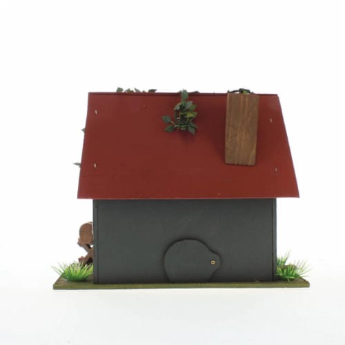 Zingz & Thingz Winery Red Roof Wood Cottage Birdhouse Perspective: bottom