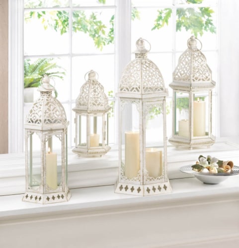 Home Locomotion 849179027063 Distressed Lantern, White - Small Perspective: bottom