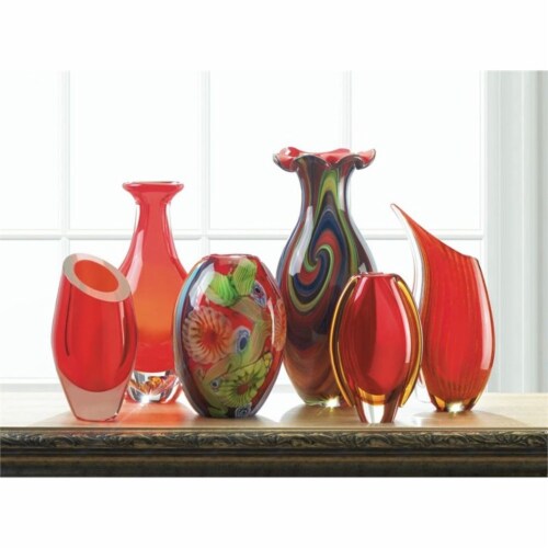 Zingz & Thingz Sunfire Glass Vase in Red Perspective: bottom