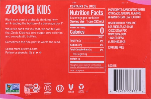 Zevia® Kids Strawberry Lemonade Sparkling Drink Cans Perspective: bottom