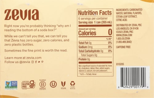 Zevia® Creamy Root Beer Zero Sugar Soda Cans Perspective: bottom