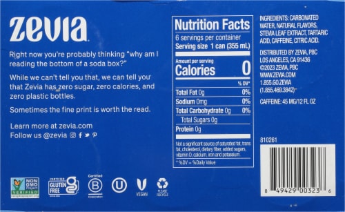 Zevia® Vanilla Cola Zero Sugar Soda Cans Perspective: bottom