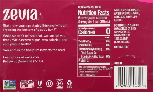 Zevia® Zero Sugar Cran-Raspberry Soda Perspective: bottom