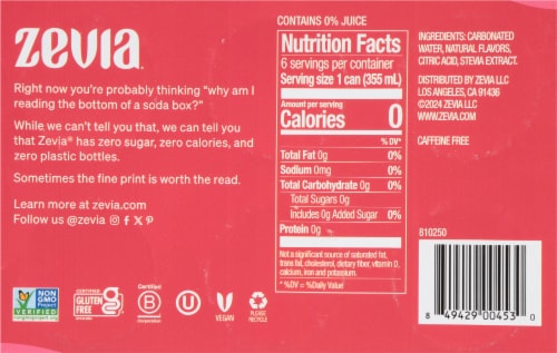 Zevia® Strawberry Lemon Burst Zero Sugar Soda Cans Perspective: bottom
