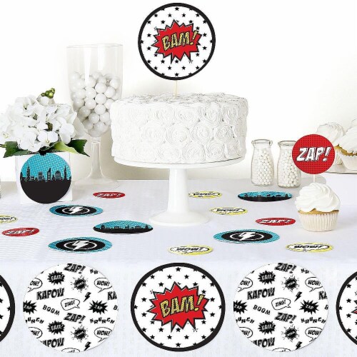 Big Dot of Happiness Bam Superhero - Baby Shower or Birthday Party Decor Large Confetti 27 Ct Perspective: bottom