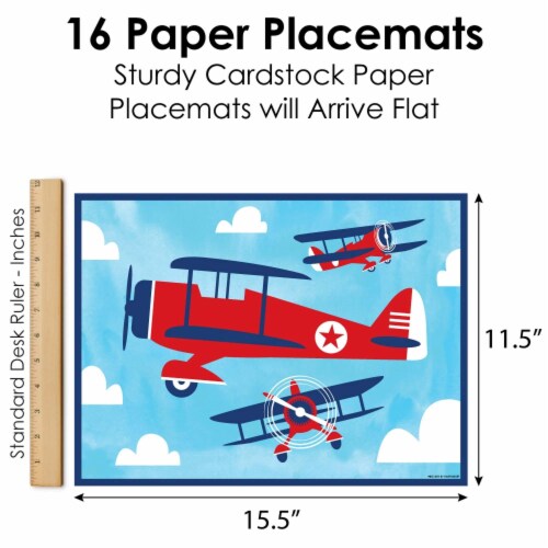 Big Dot of Happiness Taking Flight Airplane - Party Table Decor - Plane Party Placemats 16 Ct Perspective: bottom