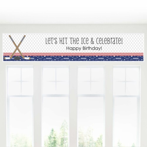 Big Dot of Happiness Shoots and Scores - Hockey - Happy Birthday Decorations Party Banner Perspective: bottom